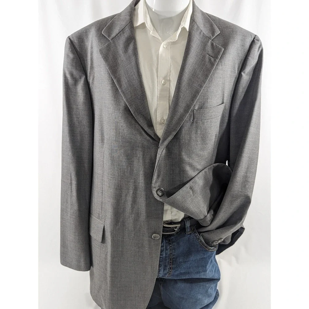 Harold Powell Gray 3 Button Blazer Jacket Sports Coat 46L Crosshatch‎ Summer
